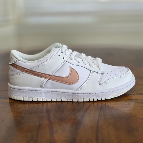 Nike Dunk Low White Pink Metallic Bronze Women's Shoe's Size 8.5 New DH9765-100 - Picture 10 of 12